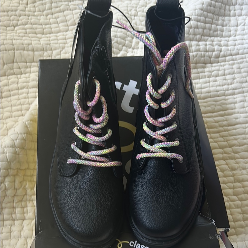 Brand new in box art class (target Zoe combat boots for girls. Size 2